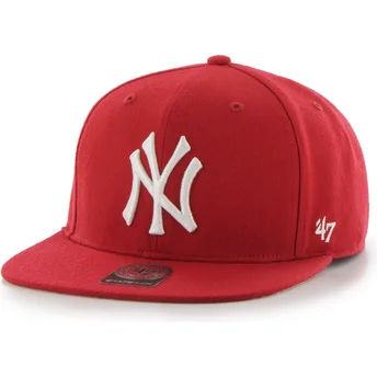 47 Brand Flat Brim Captain No Shot New York Yankees MLB Red Snapback Cap