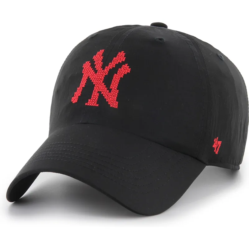 47-brand-curved-brim-clean-up-eight-bit-hero-new-york-yankees-mlb-black-adjustable-cap