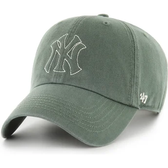 47 Brand Curved Brim Clean Up Trailer New York Yankees MLB Green Adjustable Cap