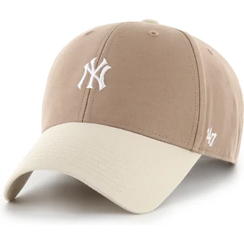 47 Brand Curved Brim MVP Base Runner Two Tone Legend New York Yankees MLB Brown Adjustable Cap