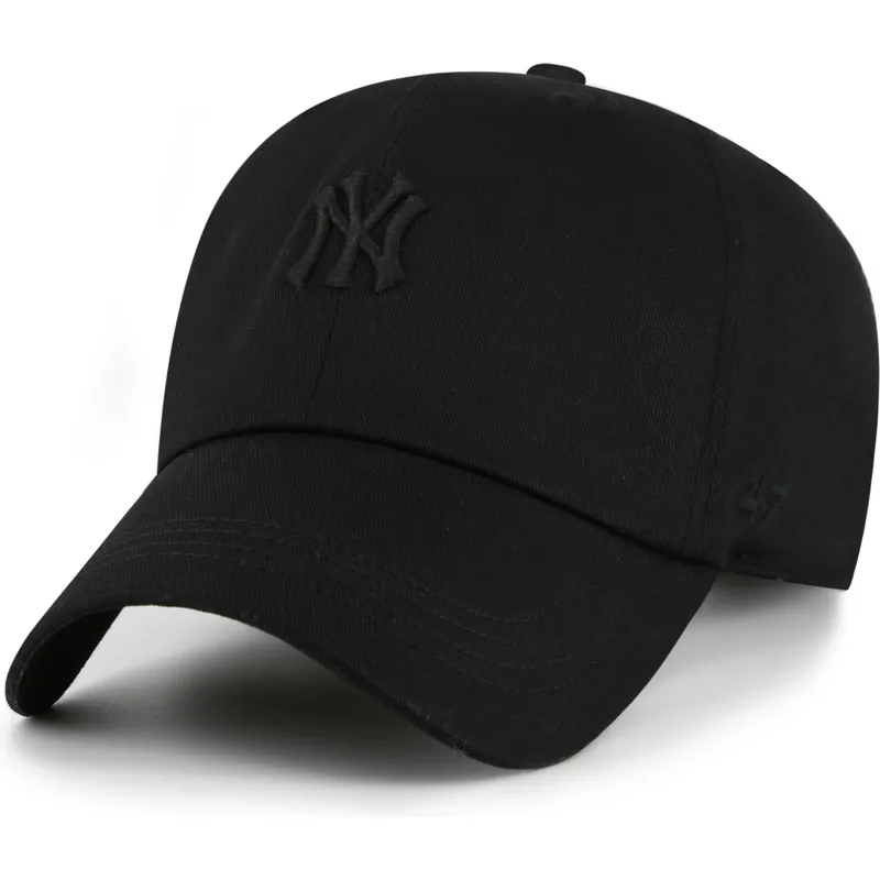 47-brand-curved-brim-black-logo-clean-up-contemporary-two-tone-new-york-yankees-mlb-black-adjustable-cap