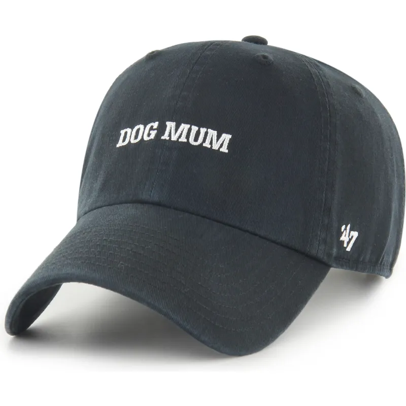 47-brand-curved-brim-dog-mum-phrase-clean-up-base-runner-icon-black-adjustable-cap