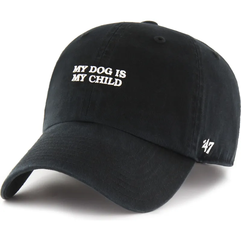 47-brand-curved-brim-my-dog-is-my-child-phrase-clean-up-base-runner-icon-black-adjustable-cap