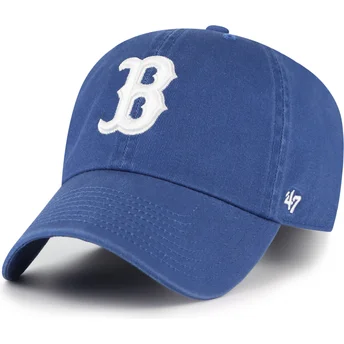 47 Brand Curved Brim Clean Up No Loop Label Boston Red Sox MLB Blue Adjustable Cap