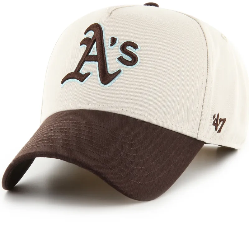 47-brand-curved-brim-mvp-dt-sure-shot-two-tone-cotton-oakland-athletics-mlb-beige-and-brown-snapback-cap
