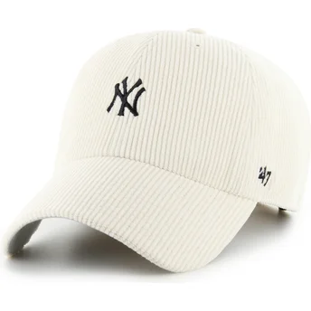 47 Brand Curved Brim Clean Up Cord Base Runner New York Yankees MLB Beige Adjustable Cap