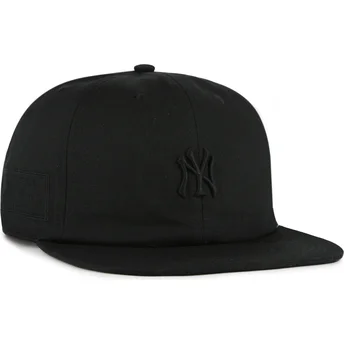 47 Brand Flat Brim Black Logo Captain RL Contemporary New York Yankees MLB Black Snapback Cap