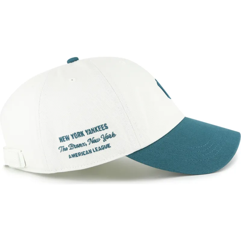 47-brand-curved-brim-clean-up-contemporary-two-tone-new-york-yankees-mlb-beige-and-green-adjustable-cap