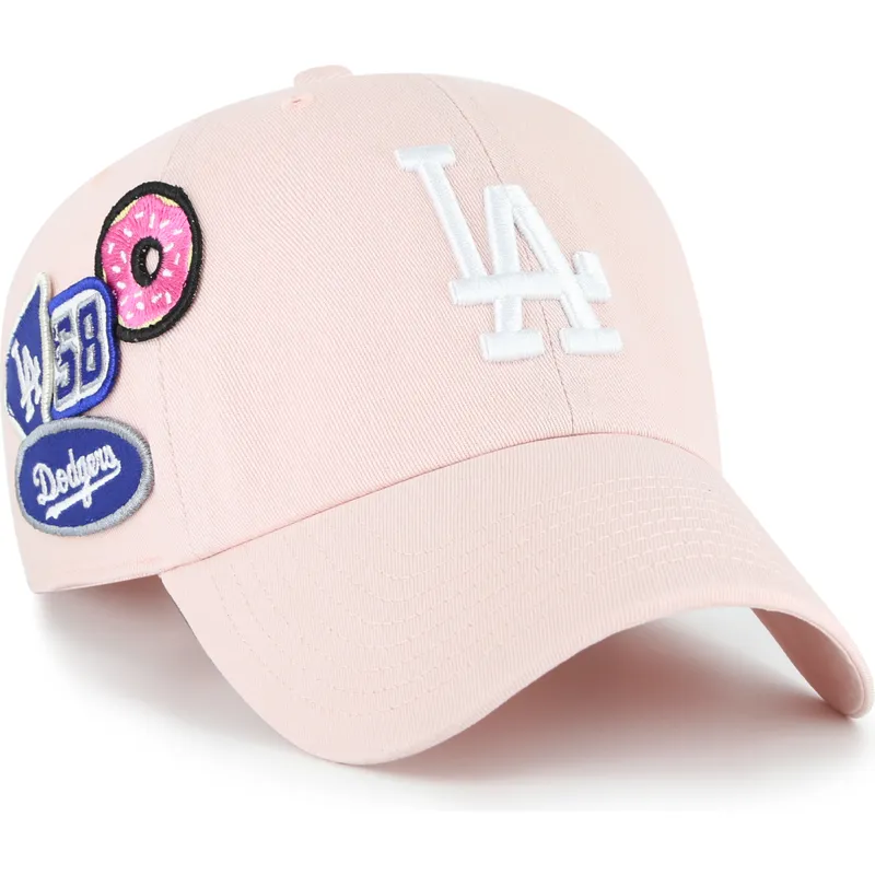 47-brand-curved-brim-clean-up-badges-los-angeles-dodgers-mlb-pink-adjustable-cap