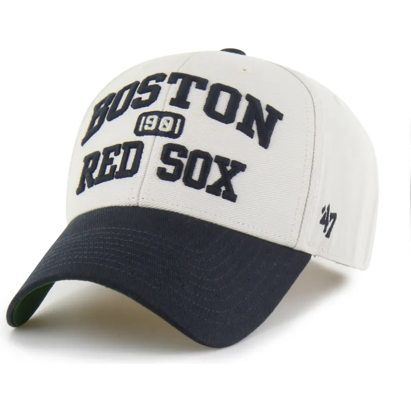 47-brand-curved-brim-mvp-broke-line-boston-red-sox-mlb-beige-and-navy-blue-adjustable-cap