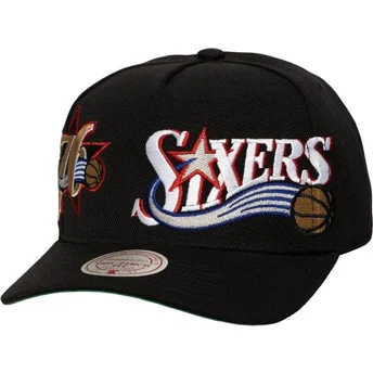 Mitchell & Ness Curved Brim Busted Pro Philadelphia 76ers NBA Black Snapback Cap
