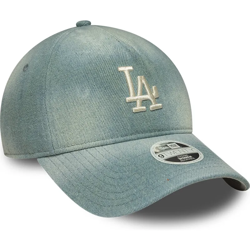 new-era-curved-brim-women-9twenty-a-frame-denim-los-angeles-dodgers-mlb-blue-adjustable-cap