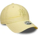 new-era-curved-brim-women-yellow-logo-9twenty-seersucker-new-york-yankees-mlb-yellow-adjustable-cap
