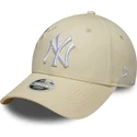new-era-curved-brim-women-9forty-floral-icon-side-new-york-yankees-mlb-beige-adjustable-cap