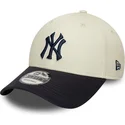 new-era-curved-brim-navy-blue-logo-9forty-world-series-new-york-yankees-mlb-beige-and-navy-blue-adjustable-cap