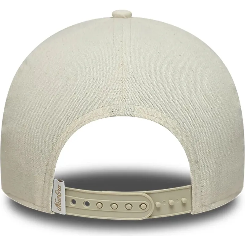 new-era-curved-brim-e-frame-patch-linen-beige-snapback-cap