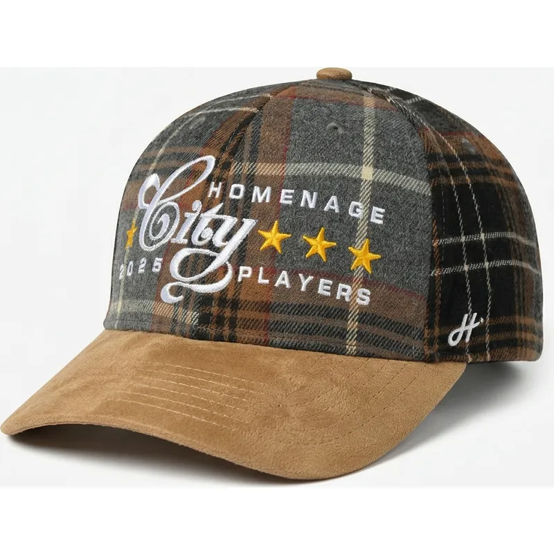 homenage-curved-brim-plaid-players-sport-the-ball-multicolor-snapback-cap