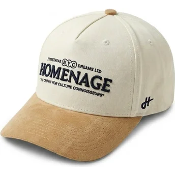 Homenage Curved Brim Suede Liberty Sport The Retro Beige and Brown Snapback Cap