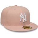 new-era-flat-brim-59fifty-league-essential-new-york-yankees-mlb-pink-fitted-cap