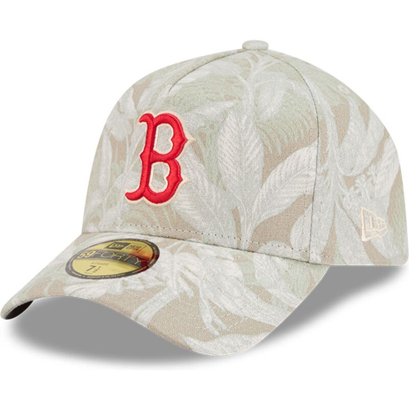 new-era-curved-brim-59forty-a-frame-leafy-palm-boston-red-sox-mlb-beige-fitted-cap