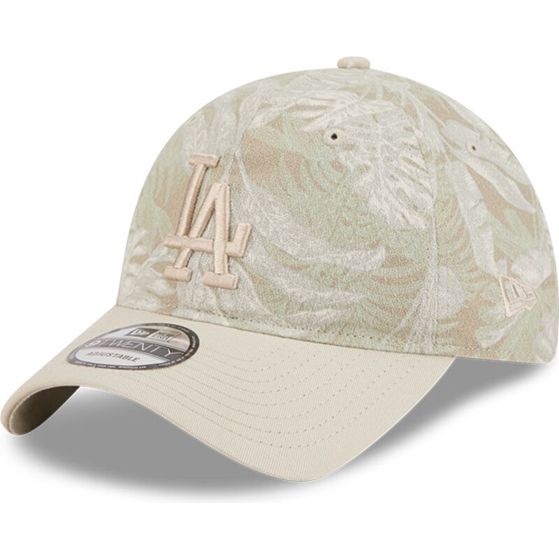 new-era-curved-brim-9twenty-leafy-palm-los-angeles-dodgers-mlb-beige-adjustable-cap