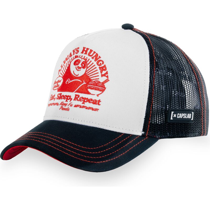 capslab-po-always-hungry-kfp-takb-kung-fu-panda-white-and-black-trucker-hat capslab-po-always-hungry-kfp-takb-kung-fu-panda-white-and-black-trucker-hat