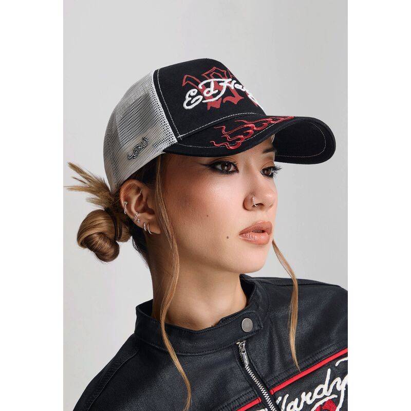 ed-hardy-1971-black-beige-and-red-trucker-hat