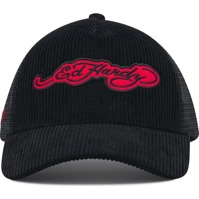 ed-hardy-embroidery-applique-cord-black-trucker-hat ed-hardy-embroidery-applique-cord-black-trucker-hat