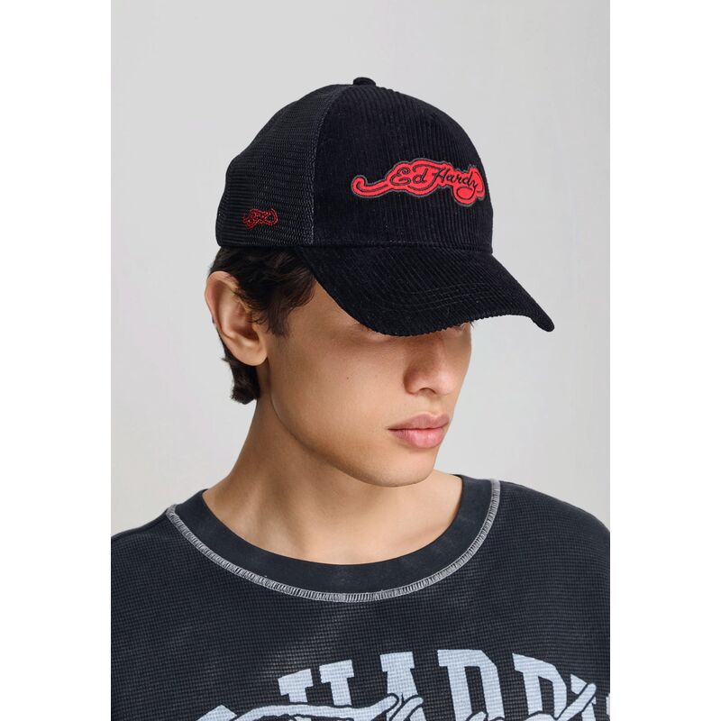 ed-hardy-embroidery-applique-cord-black-trucker-hat ed-hardy-embroidery-applique-cord-black-trucker-hat