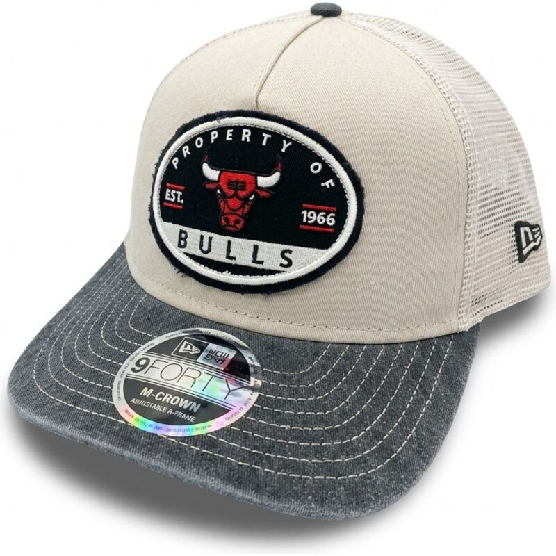 new-era-9forty-m-crown-a-frame-fray-chicago-bulls-nba-beige-and-grey-trucker-hat new-era-9forty-m-crown-a-frame-fray-chicago-bulls-nba-beige-and-grey-trucker-hat