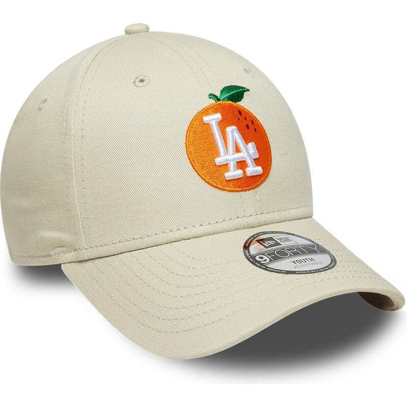new-era-curved-brim-youth-9forty-fruit-icon-orange-los-angeles-dodgers-mlb-beige-adjustable-cap