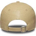 new-era-curved-brim-women-9forty-pu-pattern-new-york-yankees-mlb-beige-adjustable-cap-with-beige-logo