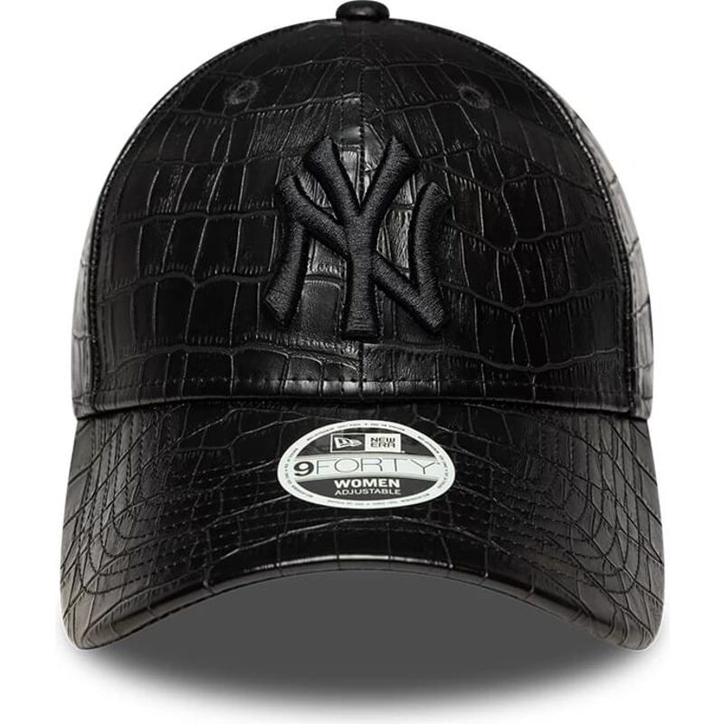 new-era-curved-brim-women-black-logo-9forty-pu-pattern-new-york-yankees-mlb-black-adjustable-cap new-era-curved-brim-women-black-logo-9forty-pu-pattern-new-york-yankees-mlb-black-adjustable-cap