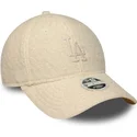 new-era-curved-brim-women-9forty-m-crown-winter-borg-los-angeles-dodgers-mlb-beige-snapback-cap-with-beige-logo