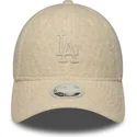 new-era-curved-brim-women-9forty-m-crown-winter-borg-los-angeles-dodgers-mlb-beige-snapback-cap-with-beige-logo