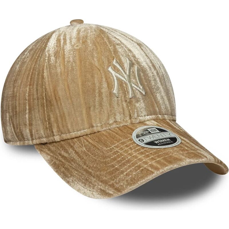new-era-curved-brim-women-9twenty-velour-new-york-yankees-mlb-beige-adjustable-cap-with-beige-logo new-era-curved-brim-women-9twenty-velour-new-york-yankees-mlb-beige-adjustable-cap-with-beige-logo