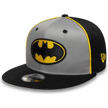 New Era Flat Brim Youth 9FIFTY Piping DC Comics Batman Grey and Black Snapback Cap