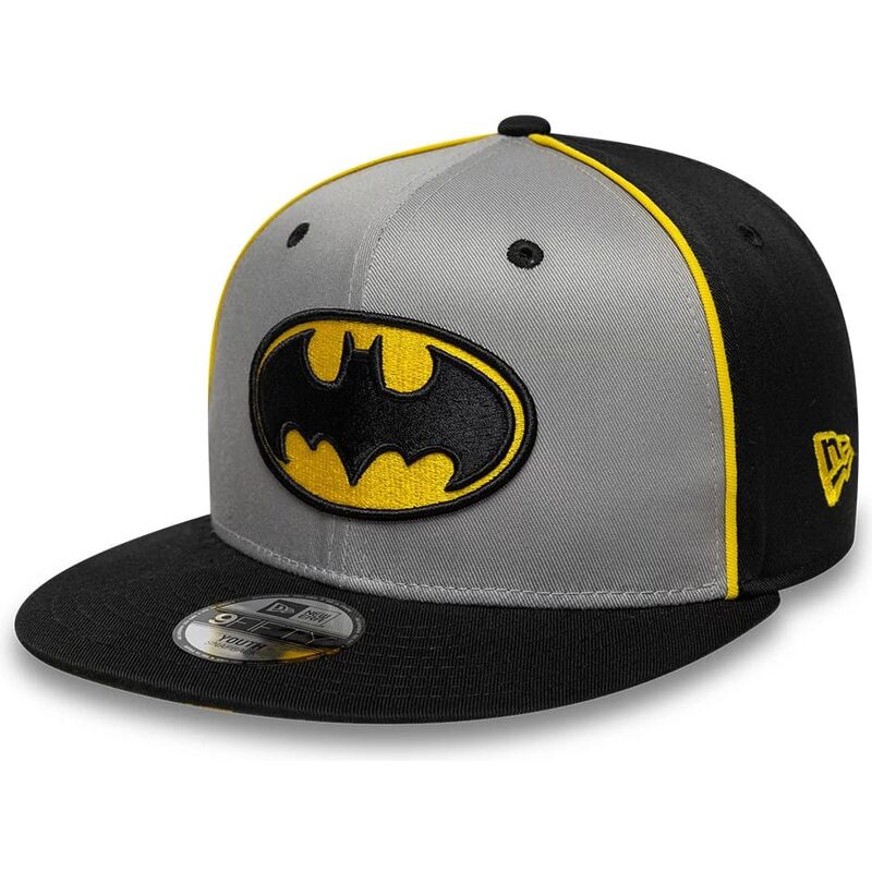 new-era-flat-brim-youth-9fifty-piping-dc-comics-batman-grey-and-black-snapback-cap