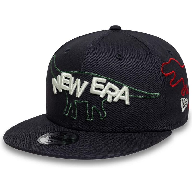 new-era-flat-brim-youth-9fifty-dino-navy-blue-snapback-cap