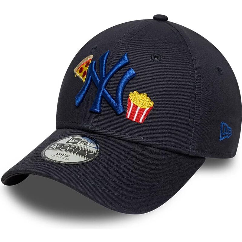 new-era-curved-brim-youth-navy-blue-logo-9forty-food-icon-new-york-yankees-mlb-navy-blue-adjustable-cap