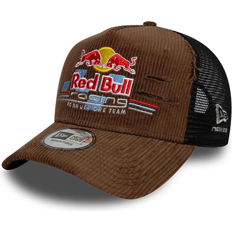 new-era-a-frame-distressed-cord-red-bull-racing-formula-1-brown-and-black-trucker-hat