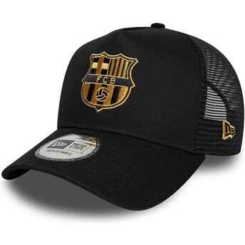 New Era Golden Logo A Frame FC Barcelona LALIGA Black Trucker Hat