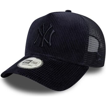 New Era Navy Blue Logo A Frame Tonal Cord New York Yankees MLB Navy Blue Trucker Hat