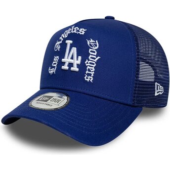 New Era A Frame Wordmark Los Angeles Dodgers MLB Blue Trucker Hat
