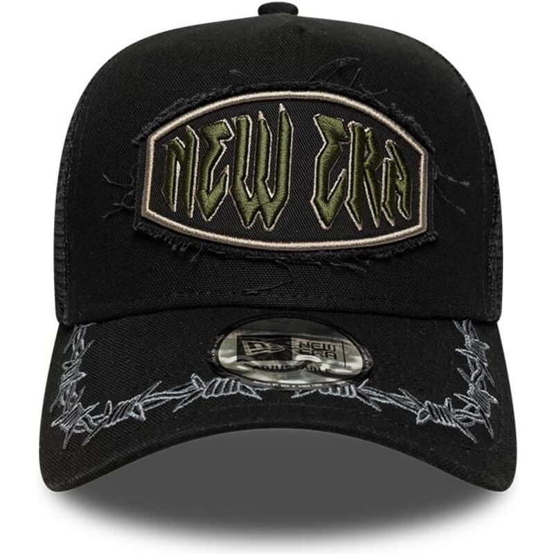 new-era-e-frame-distressed-patch-black-trucker-hat