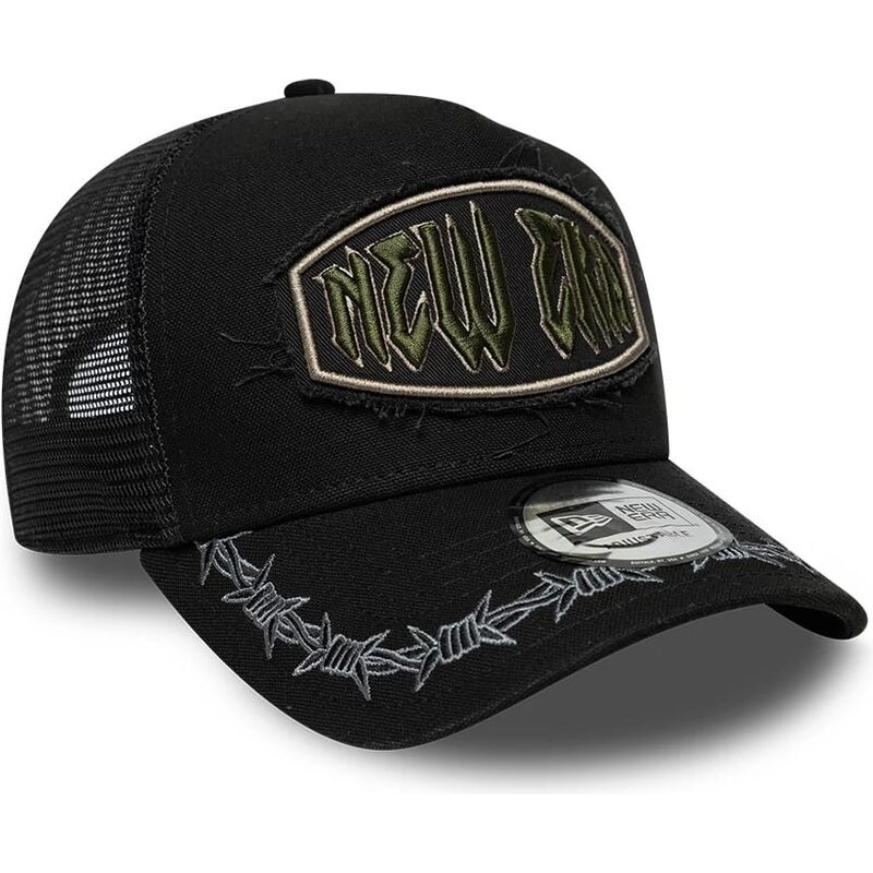 new-era-e-frame-distressed-patch-black-trucker-hat