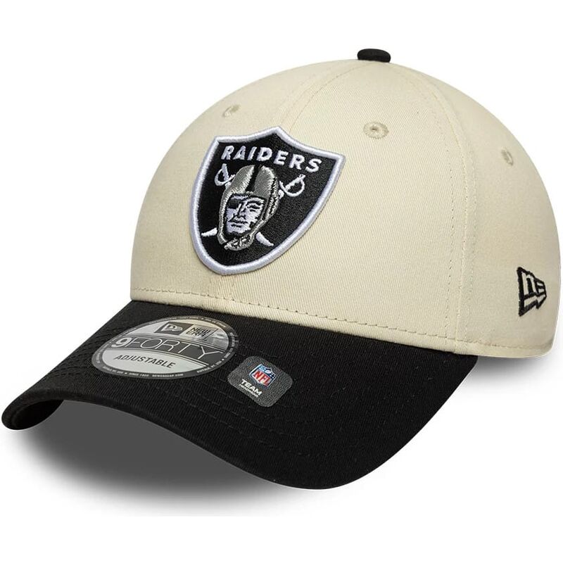 new-era-curved-brim-9forty-colour-block-las-vegas-raiders-nfl-beige-and-black-adjustable-cap new-era-curved-brim-9forty-colour-block-las-vegas-raiders-nfl-beige-and-black-adjustable-cap
