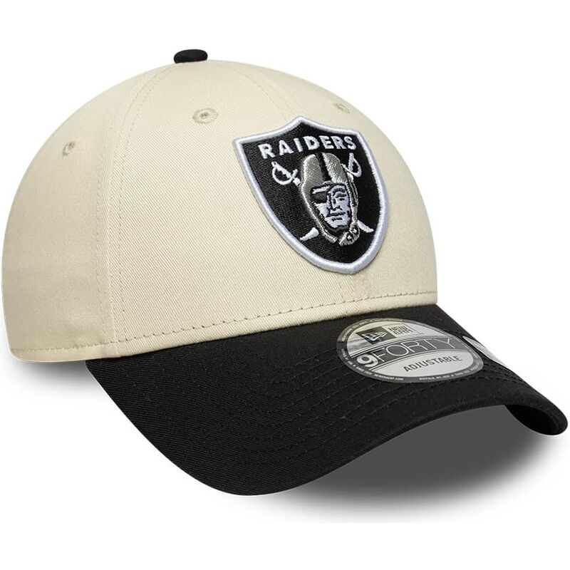 new-era-curved-brim-9forty-colour-block-las-vegas-raiders-nfl-beige-and-black-adjustable-cap new-era-curved-brim-9forty-colour-block-las-vegas-raiders-nfl-beige-and-black-adjustable-cap