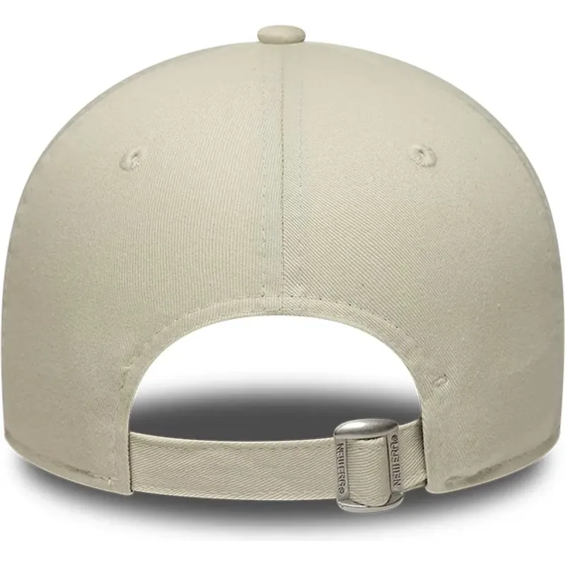 new-era-curved-brim-brown-logo-9forty-faux-pony-infill-los-angeles-dodgers-mlb-beige-adjustable-cap