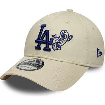 New Era Curved Brim 9FORTY Food Icon Los Angeles Dodgers MLB Beige and Blue Adjustable Cap